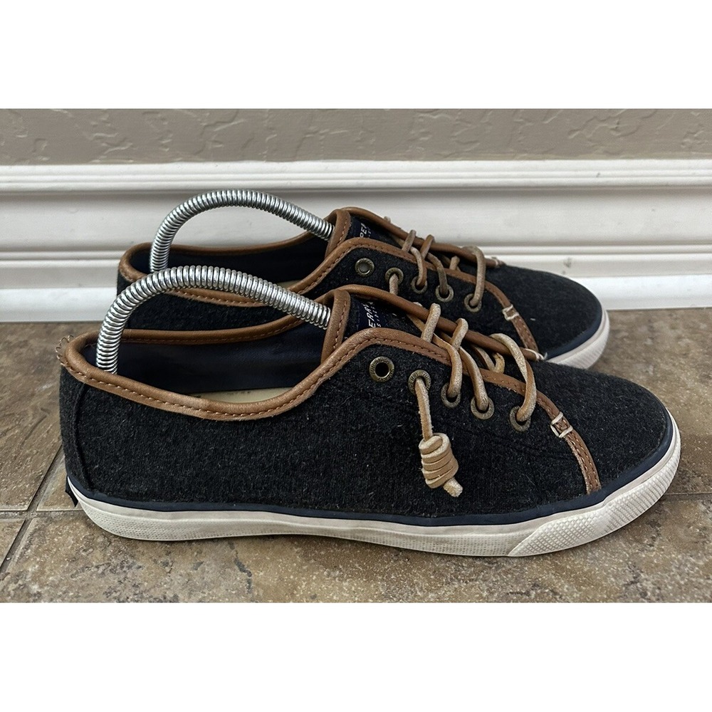 Sperry Top-Sider Womens Sneakers Shoes Gray White STS93417 Low Top Lace Up9M